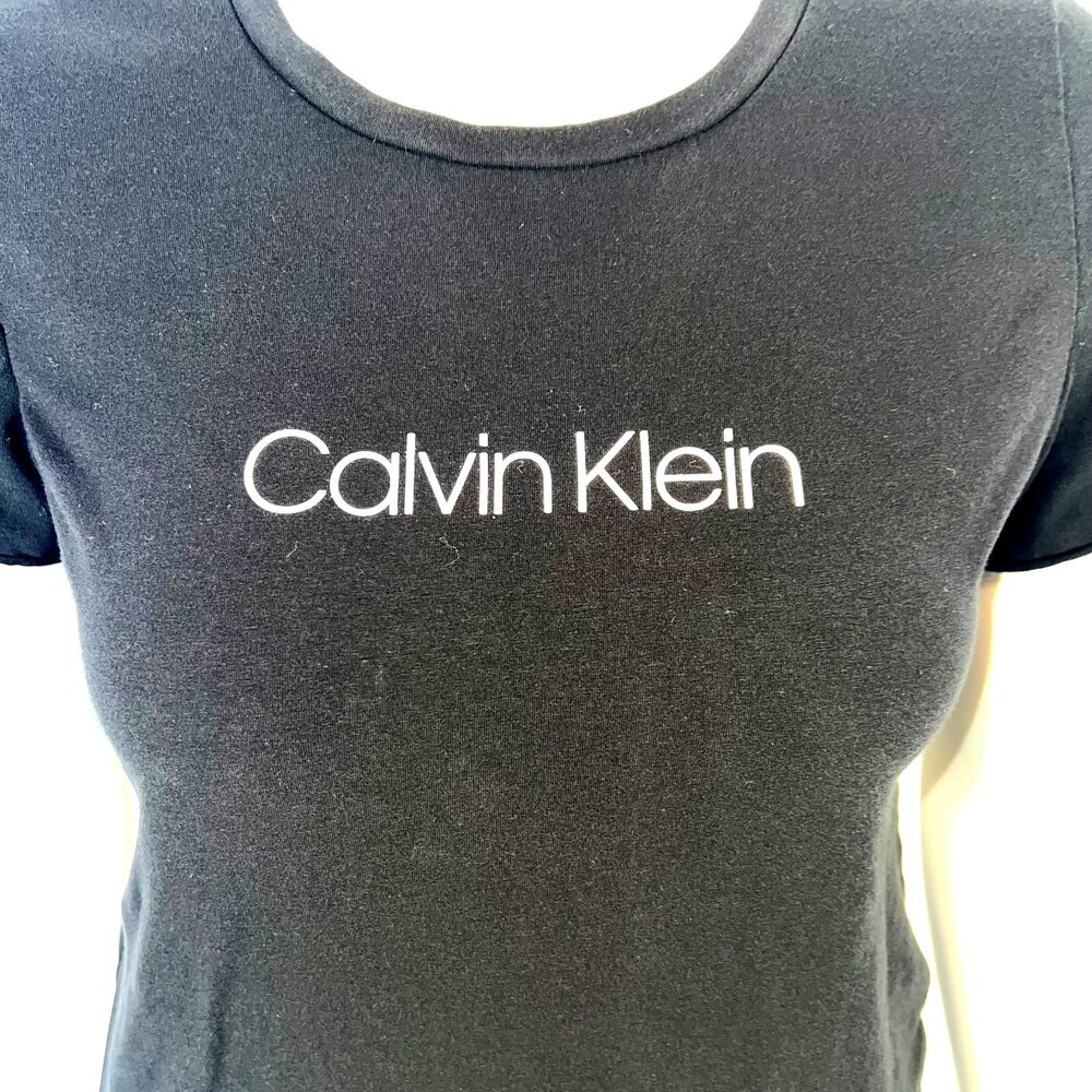 Calvin Klein Tee Shirt Womens L Sleep Tee Black White Logo Short Sleeve - Picture 2 of 8